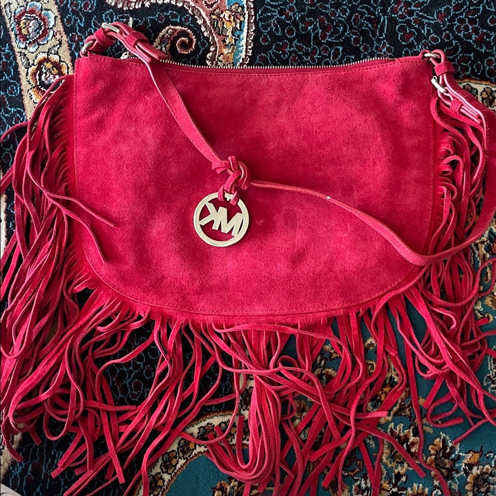 Michael Kors Red Fringe Shoulder Bag - Picture 3 of 4